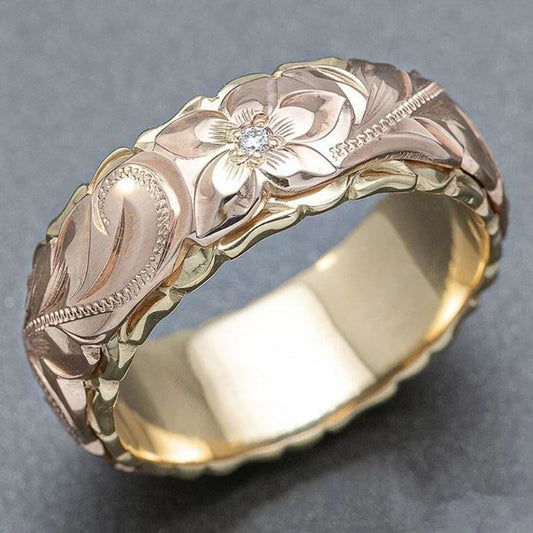 Vintage-Ring mit roségoldener Blume