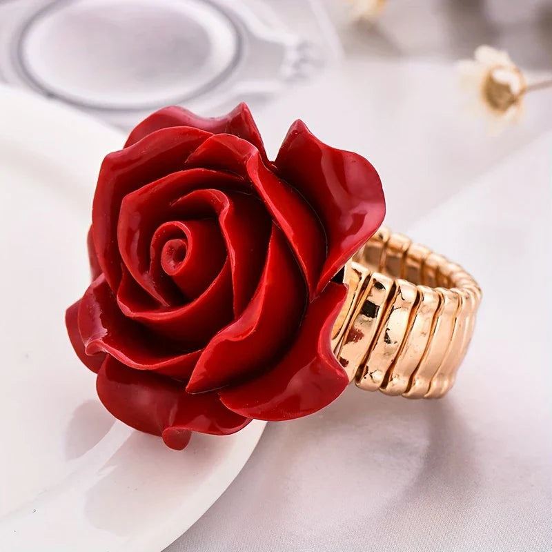Roter Rosenring mit Goldband