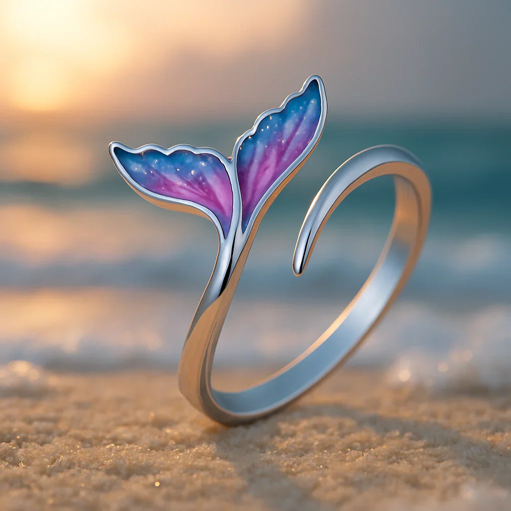 Verstellbarer Ring mit buntem Delfinschwanz