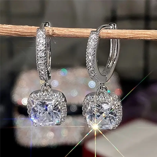 Elegante Zirkonia Tropfenohrringe mit edlem Vintage Kissenschliff