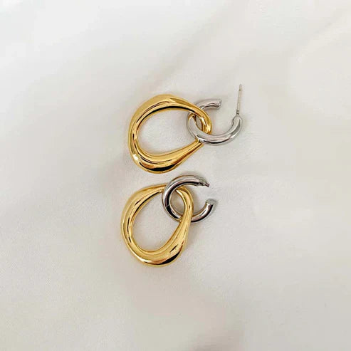 Ovale Zweifarbige Geometrische Ohrringe im Vintage-Stil