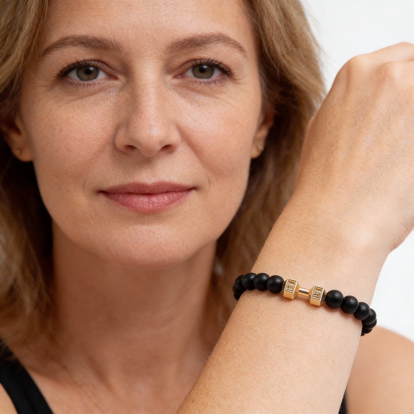 Fitness Hantel-Armband aus Onyx, Türkis oder Lavastein für Männer