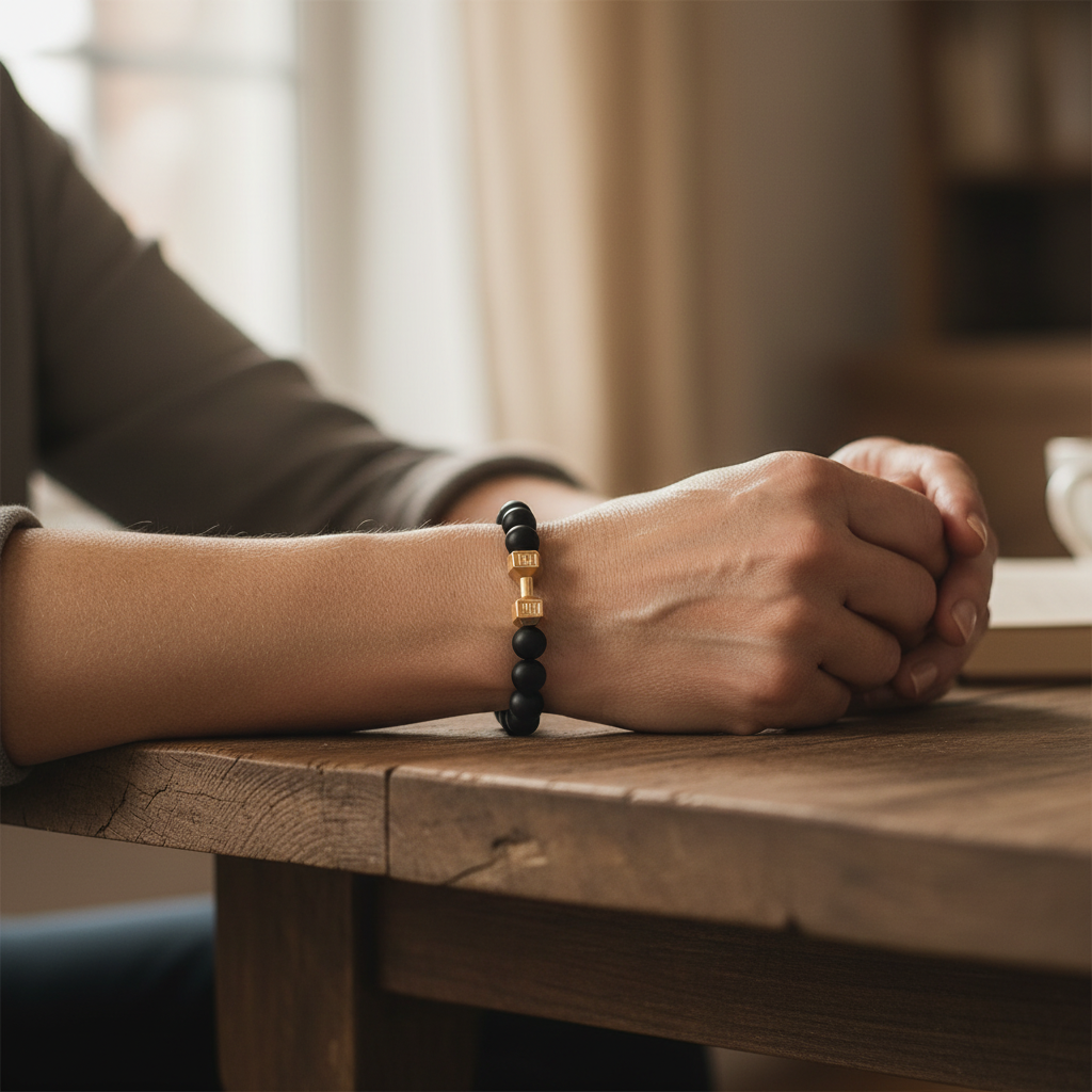 Fitness Hantel-Armband aus Onyx, Türkis oder Lavastein für Männer