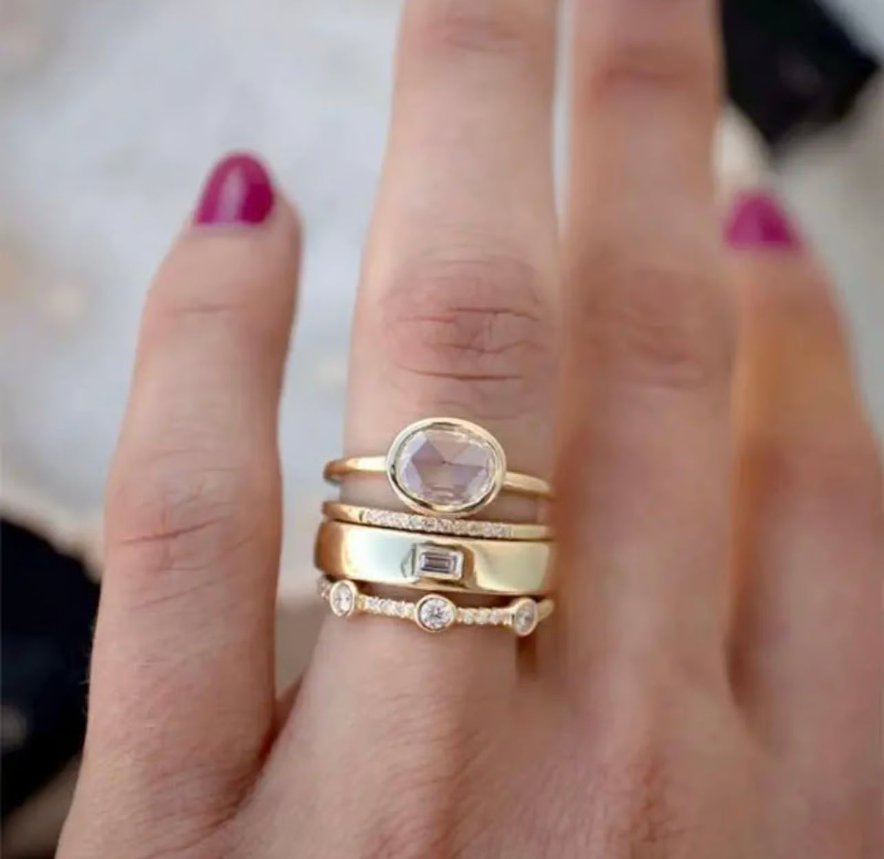 Vintage-Ring-Set mit Zirkonia
