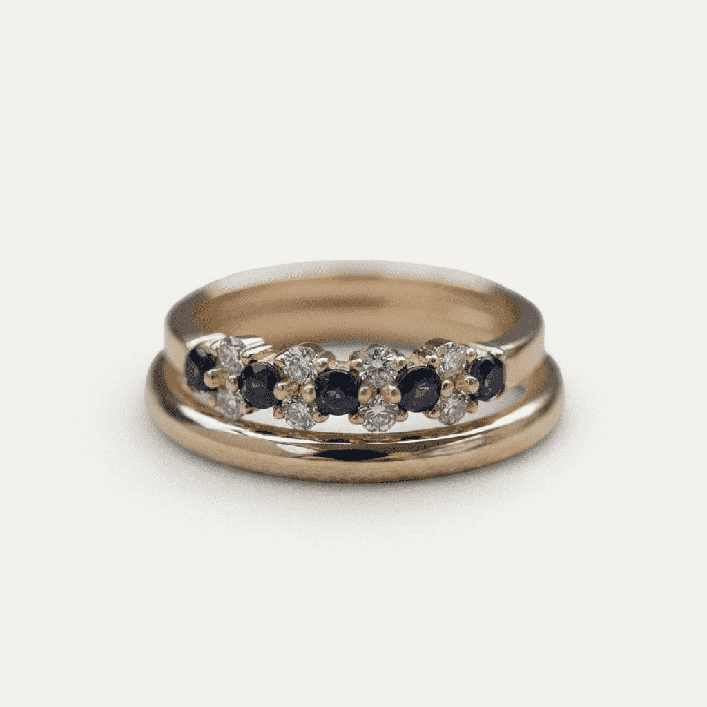 Handgefertigter Ring mit Saphir und Kristall