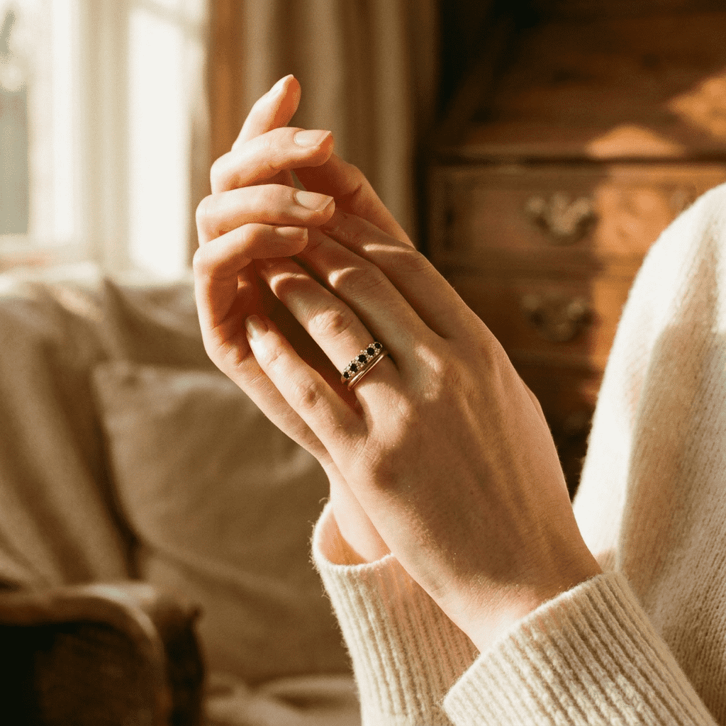 Handgefertigter Ring mit Saphir und Kristall