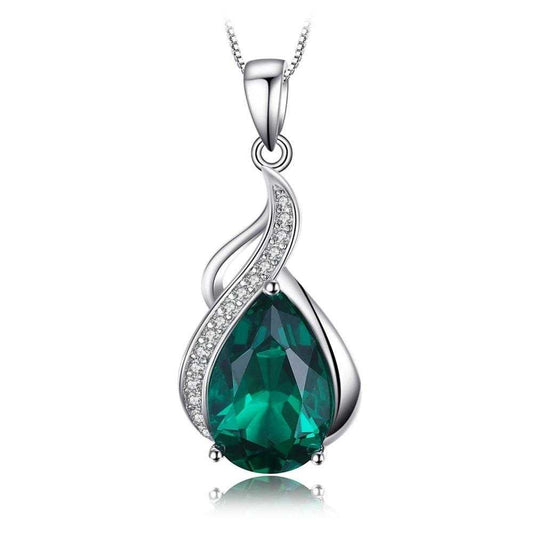 Elegante Tropfen-Halskette mit glitzerndem Smaragd-Zirkonia und feinem Design