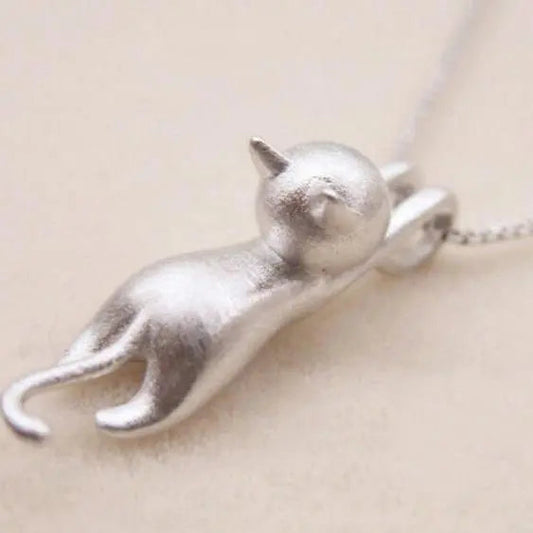 Mattierte Katzen-Halskette in spielerischem Design für Katzenliebhaber