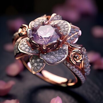 Vintage-Ring mit blauem Stein – Blumenmuster