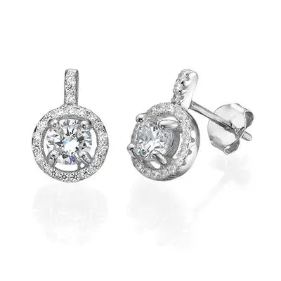 Funkelnde Zirkonia-Ohrstecker mit Halo-Design für stilvolle Frauen