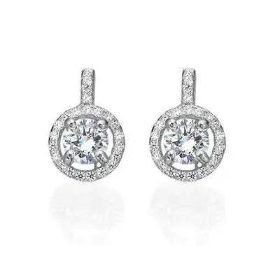 Funkelnde Zirkonia-Ohrstecker mit Halo-Design für stilvolle Frauen